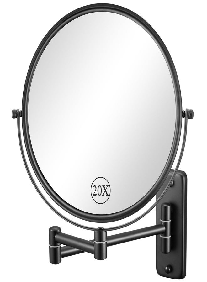 DECLUTTR 20X/1X Wall Mounted Makeup Mirror, 9 Inch Large Size Magnifying Mirror, 360° Swivel Extendable Mirror for Bathroom, Black - Image 1